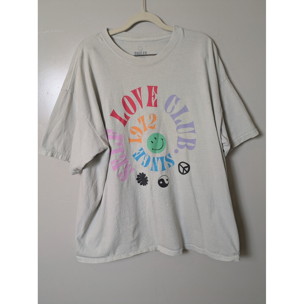 Smiley Originals Love Club Since‎ 1912 Graphic Tee Shirt OS Beige Cotton